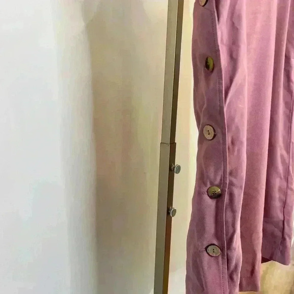 Topshop Women's Pink Side Button Mini Slip Dress Size 2 Sleeveless - Picture 12 of 13